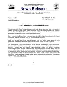News Release Cooperating with the New York Department of Agriculture and Markets 10B Airline Drive, Albany, New York[removed]Contact: Irene Fan[removed]