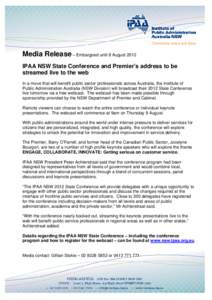 Microsoft Word - 2nd Media Release_IPAA State Conference 2012.doc