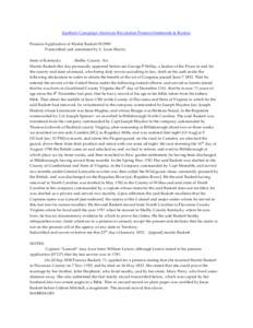 Southern Campaign American Revolution Pension Statements & Rosters Pension Application of Martin Baskett W2990 Transcribed and annotated by C. Leon Harris State of Kentucky Shelby County Sct. Martin Baskett this day pers