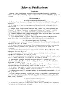 Stochastic optimization / Dynamic programming / Albert Shiryaev / Stochastic / Optimal control / Multi-armed bandit / Optimal stopping / Mathematical finance / Applied mathematics / Statistics / Mathematical optimization / Operations research