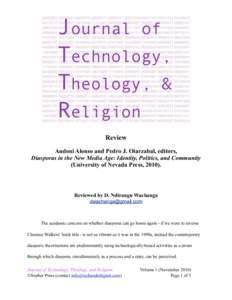 Review Andoni Alonso and Pedro J. Oiarzabal, editors, Diasporas in the New Media Age: Identity, Politics, and Community (University of Nevada Press, Reviewed by D. Ndirangu Wachanga