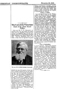 CHRISTIAN COMMONWEALTlL  November 12, 1913. -.=========== Wallace and Darwin is familiar, and the