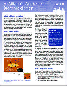 A Citizen’s Guide to Bioremediation What Is Bioremediation?