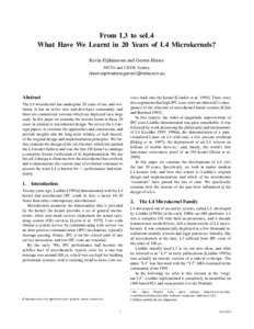 From L3 to seL4 What Have We Learnt in 20 Years of L4 Microkernels? Kevin Elphinstone and Gernot Heiser