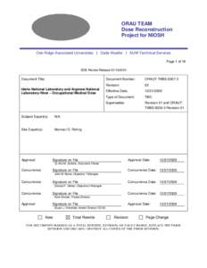 ORAU TEAM Dose Reconstruction Project for NIOSH Oak Ridge Associated Universities I Dade Moeller I MJW Technical Services Page 1 of 19