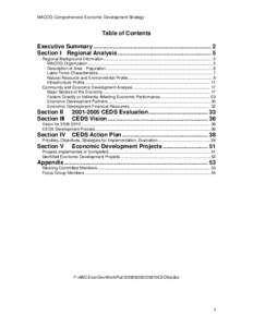 MACOG Comprehensive Economic Development Strategy  Table of Contents Executive Summary ......................................................................... 2 Section I Regional Analysis .............................