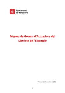 Mesura de Govern d’Actuacions del Districte de l’Eixample L’Eixample 21 de novembre de