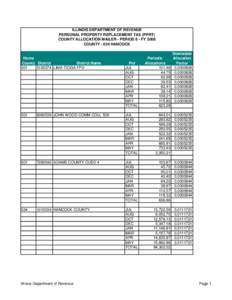 ILLINOIS DEPARTMENT OF REVENUE PERSONAL PROPERTY REPLACEMENT TAX (PPRT) COUNTY ALLOCATION MAILER - PERIOD 8 - FY 2008 COUNTY[removed]HANCOCK  Home