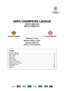 UEFA CHAMPIONS LEAGUE[removed]SEASON MATCH PRESS KIT