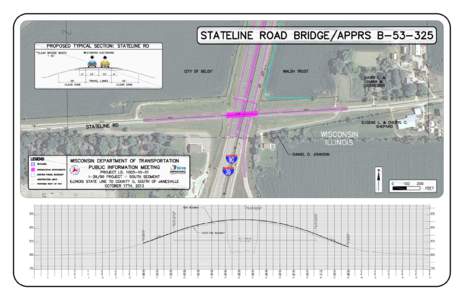 IProject, South segment (Illinois state line - County O), map - Stateline Road bridge and approaches, PIM - October 17, 2013