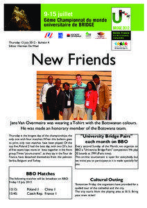 Thursday 12 July[removed]Bulletin 4 Editor: Herman De Wael