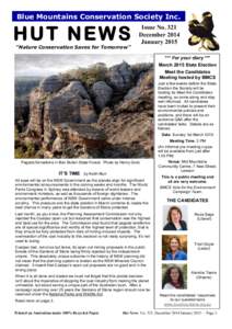 Blue Mountains Conservation Society Inc.  HUT NEWS “Nature Conservation Saves for Tomorrow”  Issue No. 321