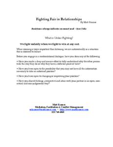Fighting Fair in Relationships