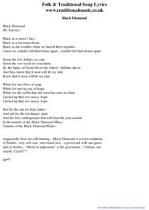 Folk & Traditional Song Lyrics - Black Diamond