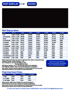 ROP DISPLAY  RATES ROP Display Rates Size