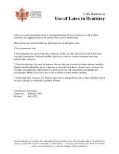 Use of Latex in Dentistry