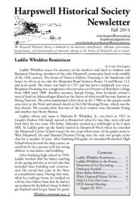 Harpswell Historical Society Newsletter Fall 2014 www.harpswellhistorical.org [removed]