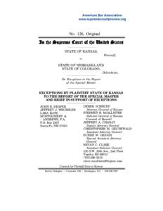 NO. 126, Original  In the Supreme Court of the United States STATE OF KANSAS,  Plaintiff,