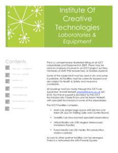 Institute Of Creative Technologies Laboratories & Equipment