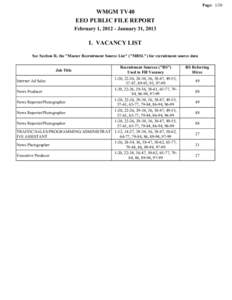 Page: 1/20  WMGM TV40 EEO PUBLIC FILE REPORT February 1, [removed]January 31, 2013