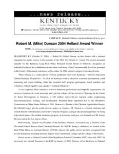 2004 Hellard Award News Release