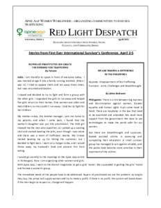 Apne Aap RED LIGHT DESPATCH APNE AAP WOMEN WORLDWIDE—ORGANIZING COMMUNITIES TO END SEX TRAFFICKING