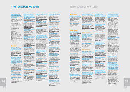 The research we fund Several researchers are working in several cancer