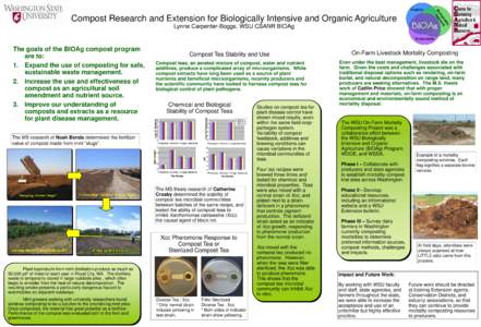 Compost Research and Extension for Biologically Intensive and Organic Agriculture Lynne Carpenter-Boggs, WSU CSANR BIOAg Compost teas, an aerated mixture of compost, water and nutrient additives, produce a complicated ar