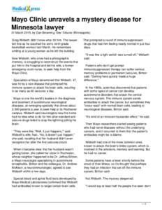 Mayo Clinic unravels a mystery disease for Minnesota lawyer