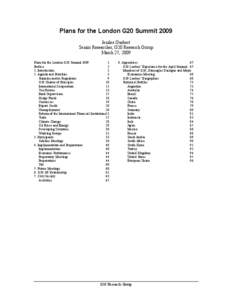 Plans for the London G20 Summit 2009 Jenilee Guebert Senior Researcher, G20 Research Group March 27, 2009 Plans for the London G20 Summit[removed]