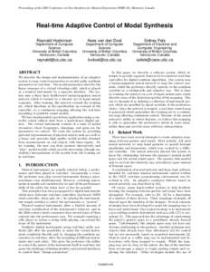 Proceedings of the 2003 Conference on New Interfaces for Musical Expression (NIME-03), Montreal, Canada  Real-time Adaptive Control of Modal Synthesis Reynald Hoskinson  Kees van den Doel