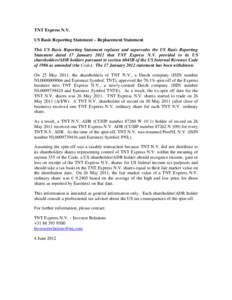 US Basis Reporting Statement – Replacement Statement