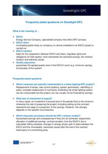 Frequently asked questions on Streetlight EPC  What is the meaning of... • •