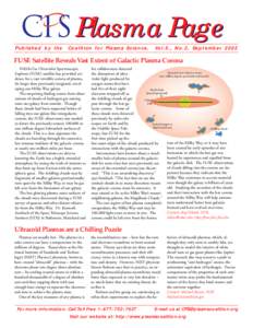 Plasma Page Published by the Coalition for Plasma Science,  Vol.5., No.2, September 2002
