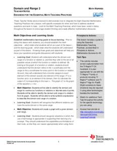 Domain and Range 2  MATH NSPIRED TEACHER NOTES ENHANCED FOR THE ESSENTIAL MATH TEACHING PRACTICES
