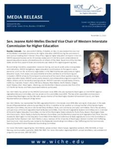WICHE  MEDIA RELEASE Western Interstate Commission for Higher Education