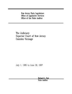 THE JUDICIARY SUPERIOR COURT OF NEW JERSEY CAMDEN VICINAGE The Honorable Deborah T. Poritz Chief Justice of the Supreme Court