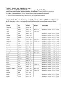 UPISI U 1. GODINU DIPLOMSKOG STUDIJA KORIGIRANI ORIJENTACIJSKI POPIS za termine upisa (05.,06. iKorekcije se odnose samo na nekoliko studenata Germanistike. U ostatku popisa nema promjena. Za svakog studenta/