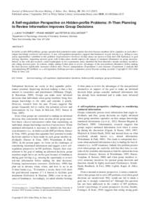 A Self-regulation Perspective on Hidden-profile Problems: If–Then Planning to Review Information Improves Group Decisions