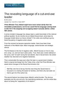 The revealing language of a cut-and-axe leader - The Drum (Australian Broadcasting Corporation)