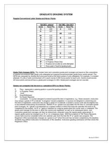 GRADUATE GRADING SYSTEM Regular/Conventional Letter Grades and Honor Points: Fall[removed]present Grade Honor Pts