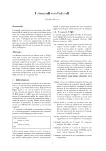 I comandi condizionali Claudio Beccari fragili, in particolare quando essi sono complicati oppure quando particolari azioni sono da compiere.  Sommario