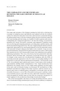 Hist. Sci., xlix (2011)   THE COMPARATIVE AND THE EXEMPLARY: REVISITING THE EARLY HISTORY OF MOLECULAR BIOLOGY Bruno J. Strasser
