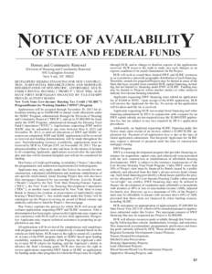 OTICE OF AVAILABILITY NOF STATE AND FEDERAL FUNDS Homes and Community Renewal Division of Housing and Community Renewal 641 Lexington Avenue