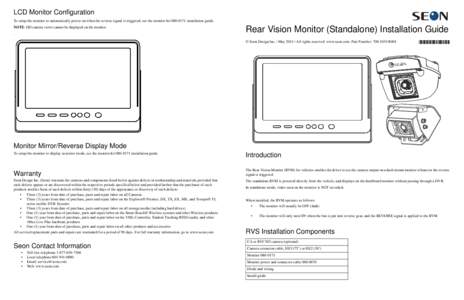 Rear Vision System Setup front page SA