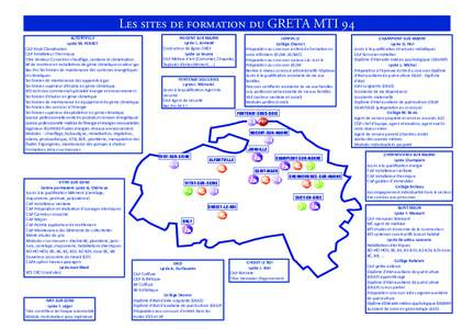 Les sites de formation du GRETA MTI 94 NOGENT SUR MARNE Lycée L. Armand Conducteur de lignes SNCF Lycée La Source CAP Métiers d’art (Costumier, Chapelier,