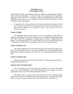 Humboldt County Accountability Analysis The Humboldt County School District report was informative and generally complete. There were minor discrepancies in data and there was no information on high school proficiency ex