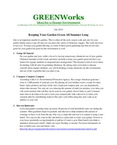 GREENWorks Ideas for a Cleaner Environment A publication of the New Hampshire Department of Environmental Services, Concord, NH[removed]July 2014