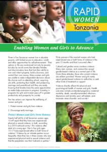 RAPID women Tanzania Enabling Women and Girls to Advance Three in five Tanzanian women live in absolute
