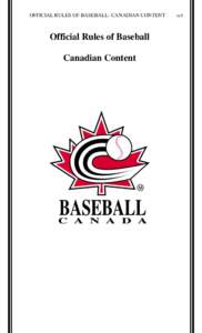 OFFICIAL RULES OF BASEBALL- CANADIAN CONTENT  Official Rules of Baseball Canadian Content  cc1